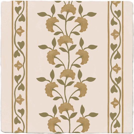 STUDIO Sanderson Anthos Ochre Border & Corner Ceramic Wall Tile 13x13cm - alternate view