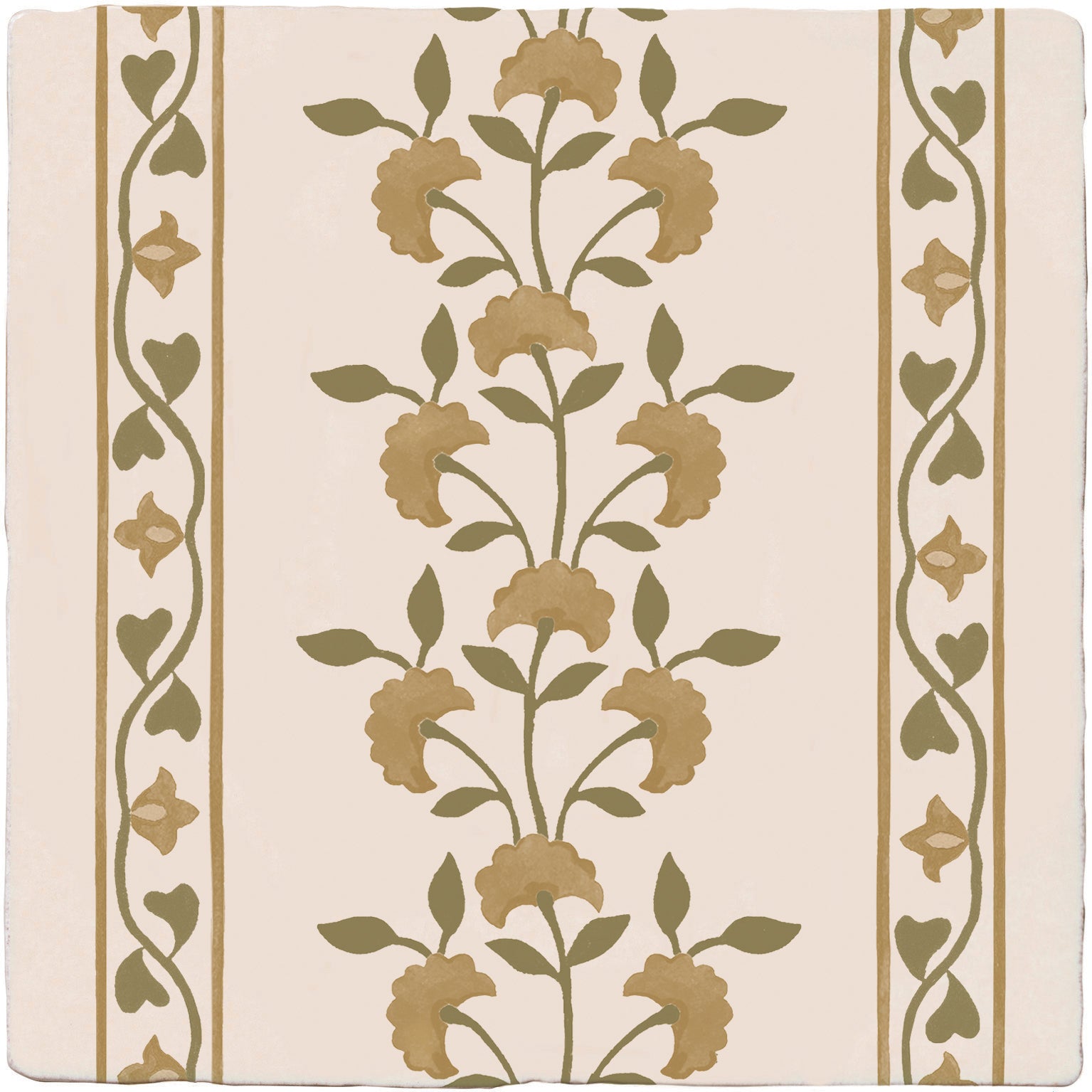 STUDIO Sanderson Anthos Ochre Border & Corner Ceramic Wall Tile 13x13cm