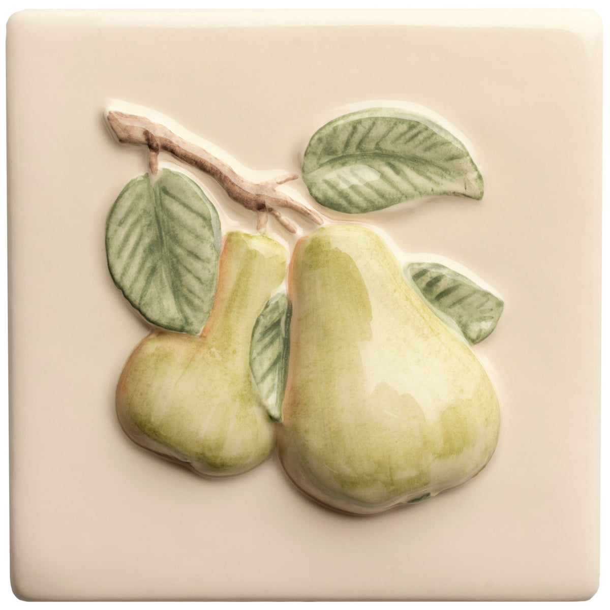 Summer Fruits Pear Handpainted Tile – detail view 4