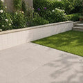 Tahoe White 20x20cm rustic porcelain tile paired with Pietra Di Lavagna