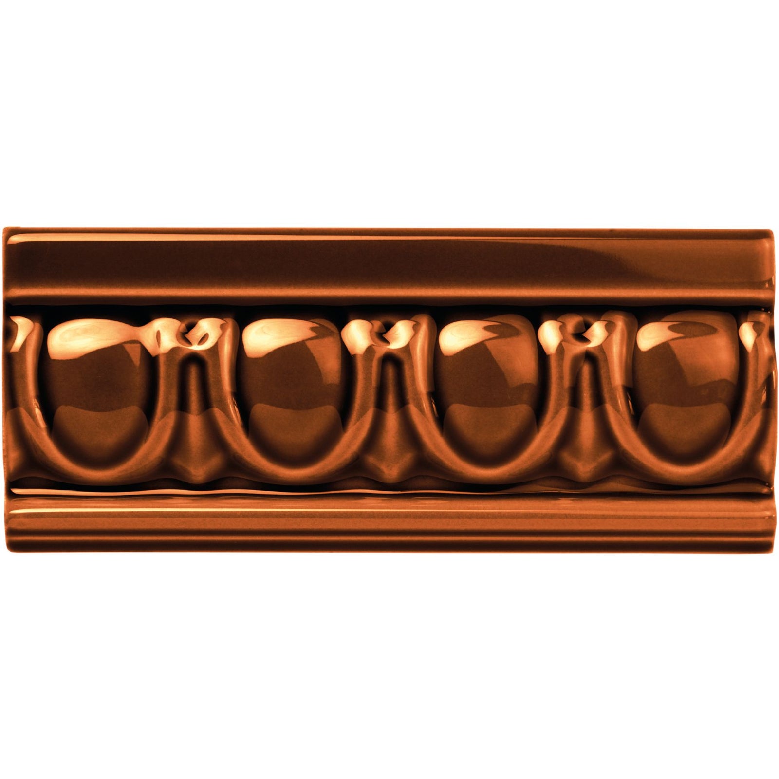Teapot Brown Egg & Dart Moulding Ceramic Wall Tile 152x65mm