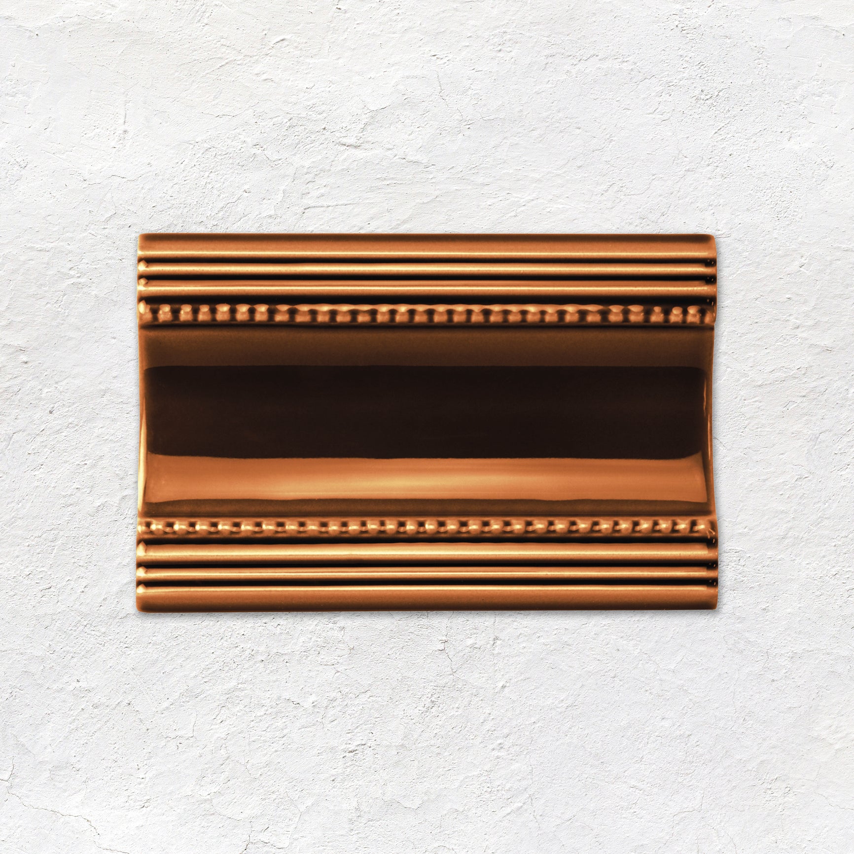 Teapot Brown Plain Cornice Ceramic Wall Tile 152x75mm - Gloss