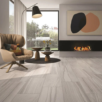 Marmor Antica Gris 30 x 60cm matt marble-effect porcelain tile room setting