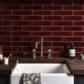 Tor Brick Tile features a polished vintage-style chrome faucet with ornate detailing and two separate handles