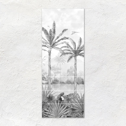 Tropical Oasis Monochrome Decorative 8-Tile Set Panel A – detail view 7