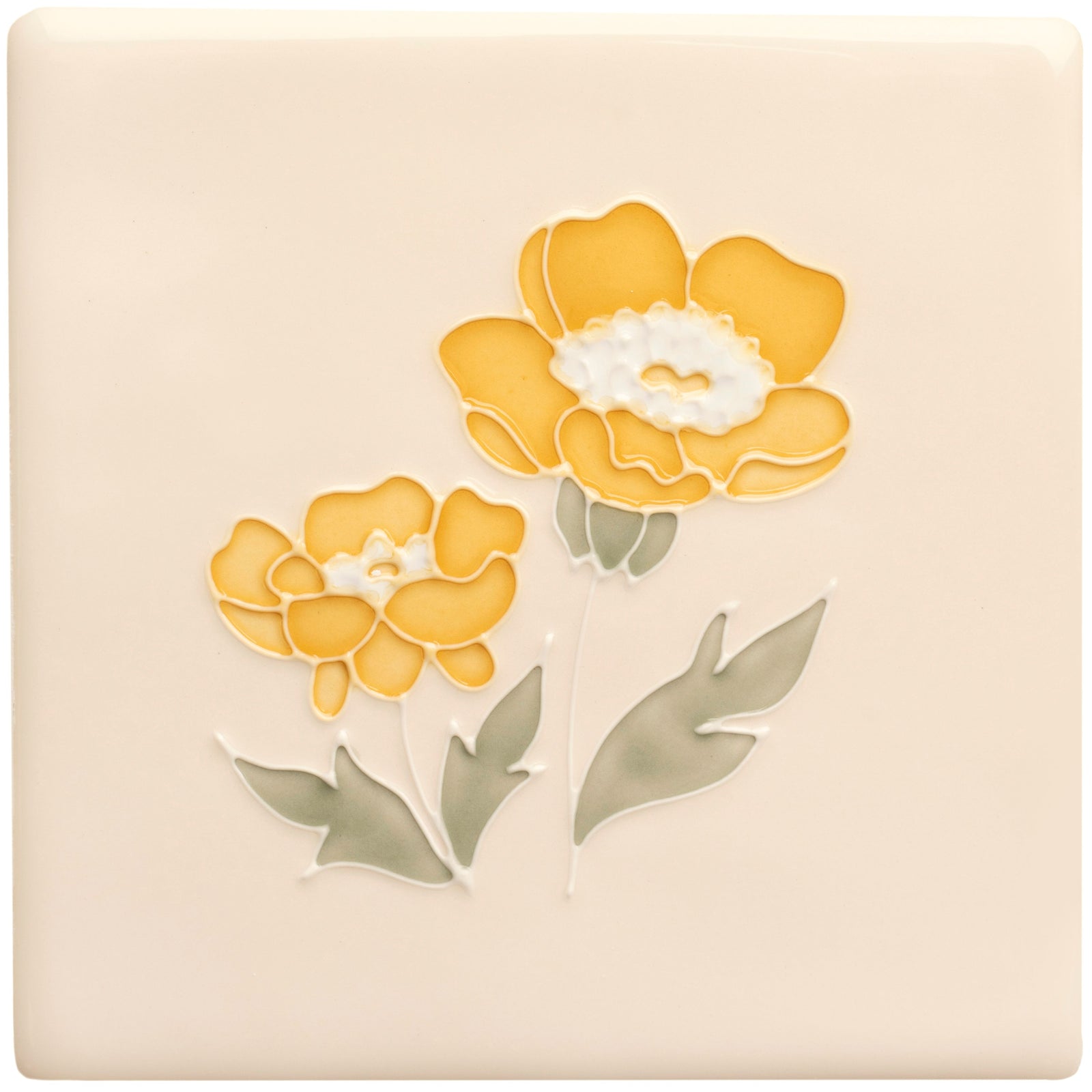 Tubelined Floral Collection Buttercup Wall Tile – detail view 4