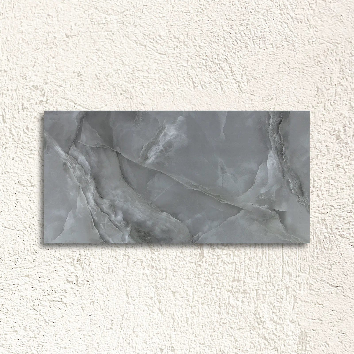 Tunis Dark Grey Polished 60 x 120cm porcelain marble effect tile face