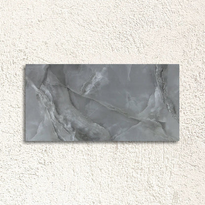 Tunis Dark Grey Polished 60 x 120cm porcelain marble effect tile face