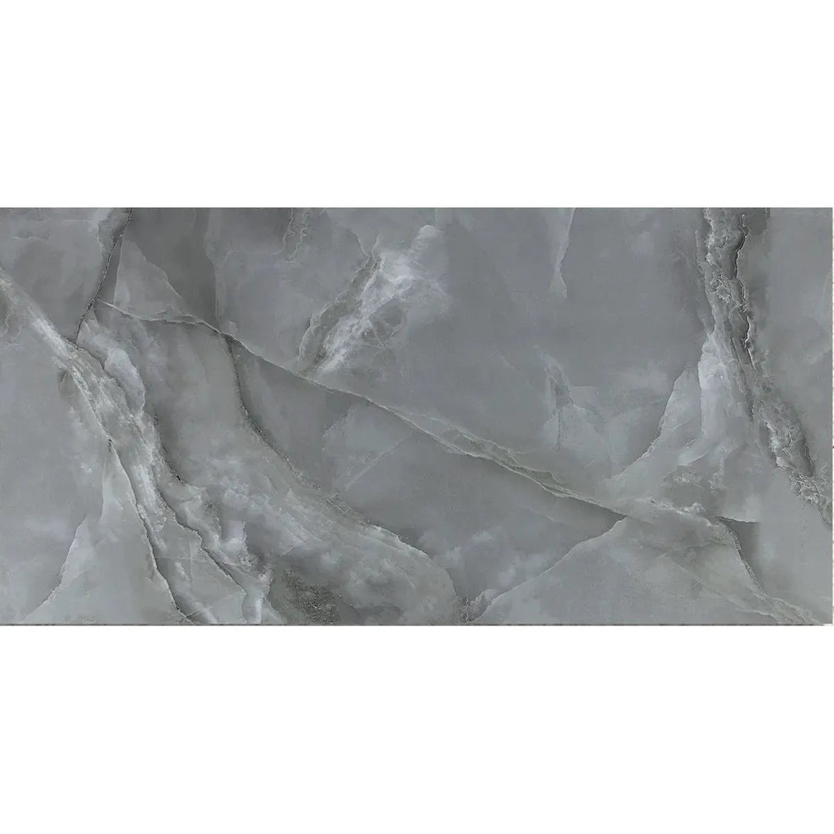 Tunis Dark Grey Polished 60 x 120cm porcelain marble effect tile face