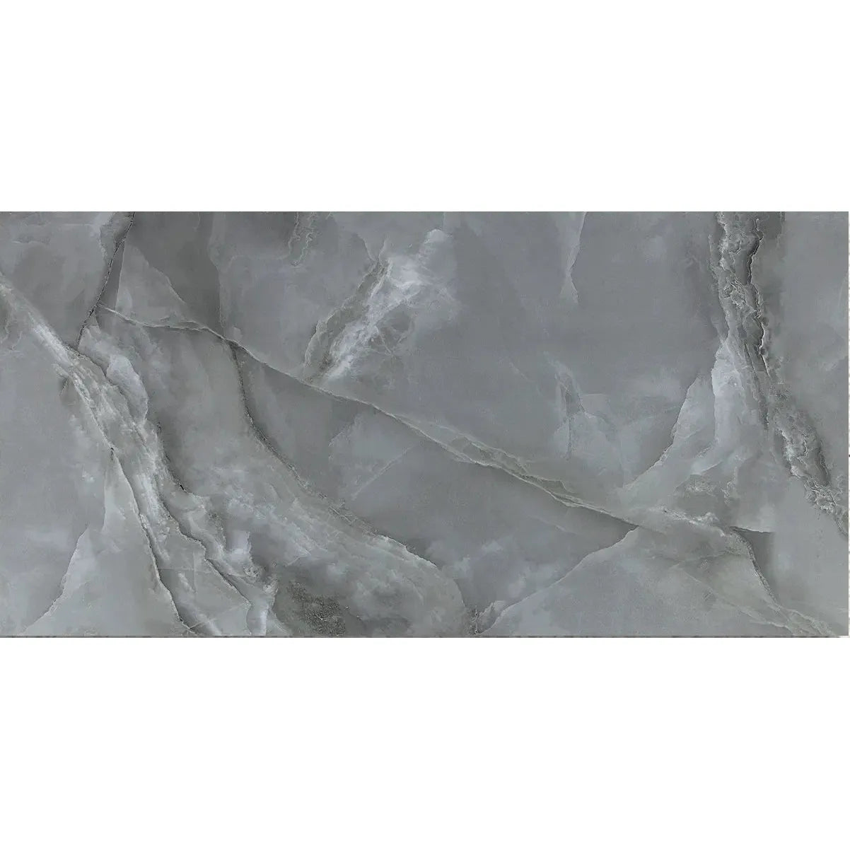 Tunis Dark Grey Polished 60 x 120cm porcelain marble effect tile face