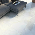 Tunis White Polished 60 x 120cm porcelain marble effect tile room setting