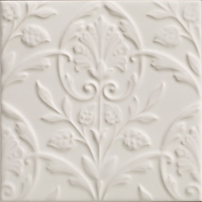 Victorian Style Hampton Court Vines Cotton White Gloss Ceramic Wall Tile