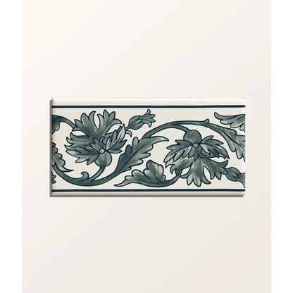 Victorian Style™ Wall Ceramic Decor Carnation Border Blue 7.5x15cm - thumbnail 2