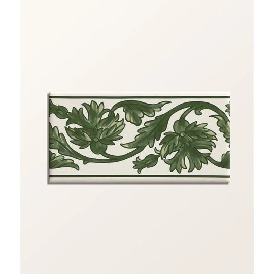Victorian Style Carnation Border Green - single tile packshot
