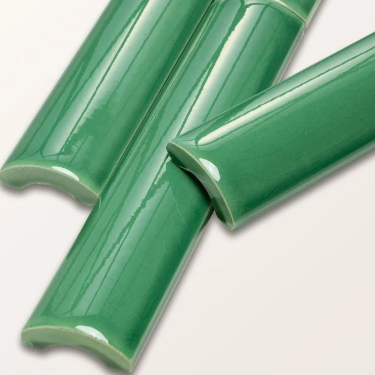 Victorian Style™ Wall Ceramic Emerald Green Simple Beading Crackle Glaze 3x15cm