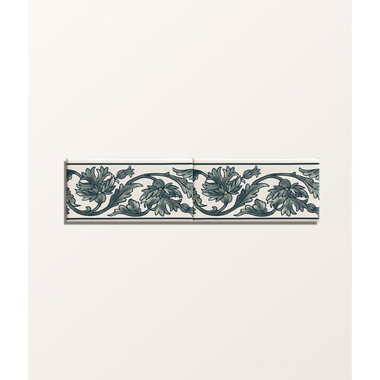 Victorian Style Carnation Border Blue - border tile