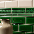 Victorian Green Astragal Moulding Ceramic Wall Tile 152x21mm