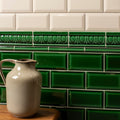 Victorian Green Astragal Moulding Ceramic Wall Tile 152x21mm