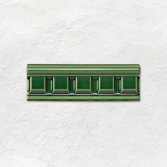 Victorian Green Dentil Moulding Ceramic Wall Tile 152x50mm