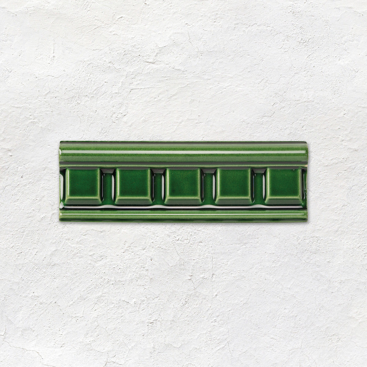 Victorian Green Dentil Moulding Ceramic Wall Tile 152x50mm - Gloss
