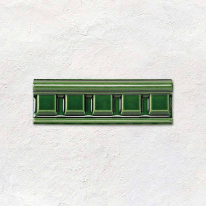 Victorian Green Dentil Moulding Ceramic Wall Tile 152x50mm