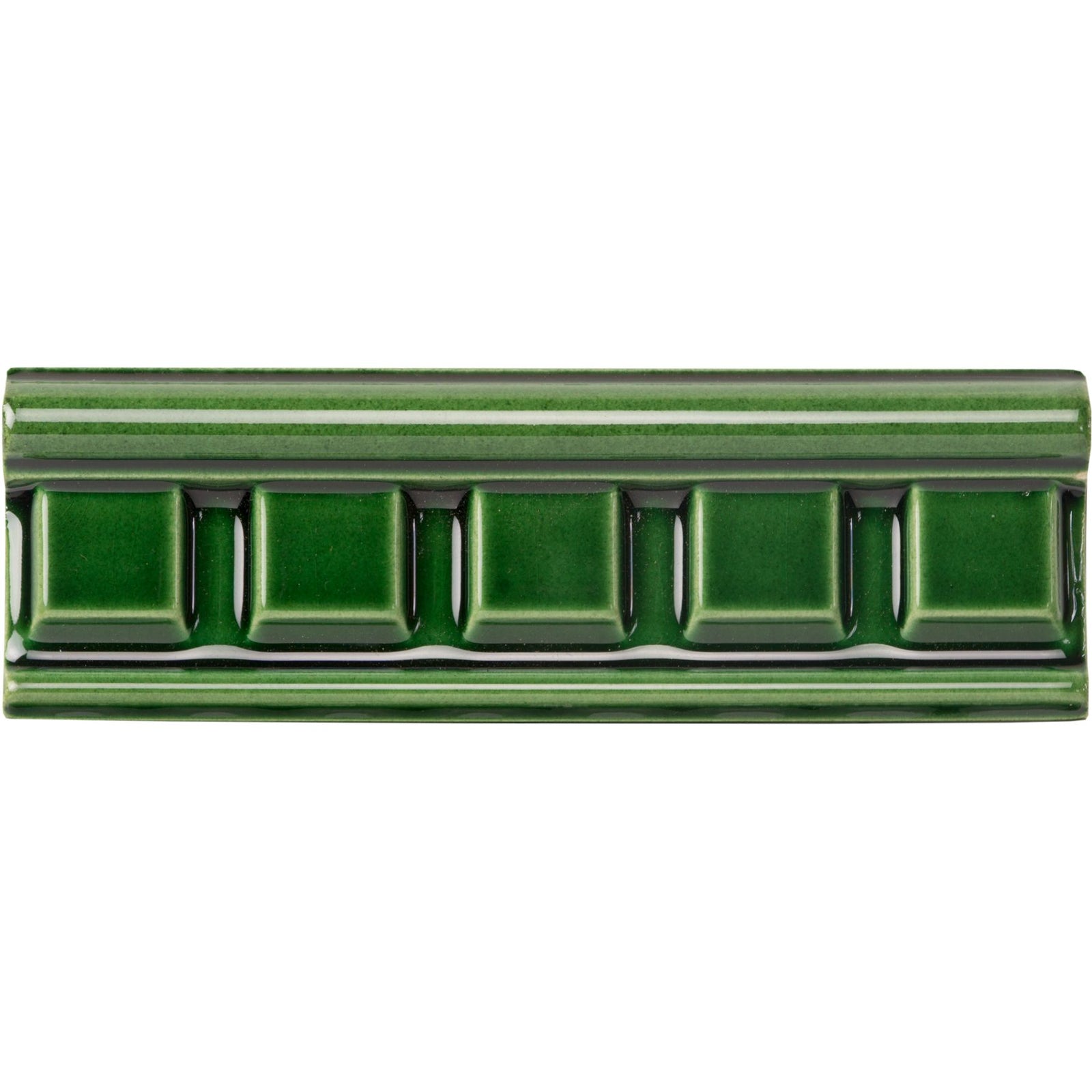 Victorian Green Dentil Moulding Ceramic Wall Tile 152x50mm