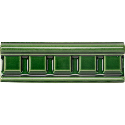 Victorian Green Dentil Moulding Ceramic Wall Tile 152x50mm