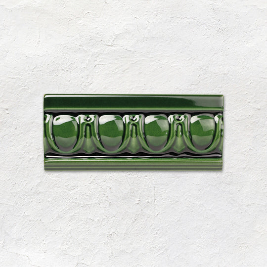 Victorian Green Egg & Dart Moulding Ceramic Wall Tile 152x65mm