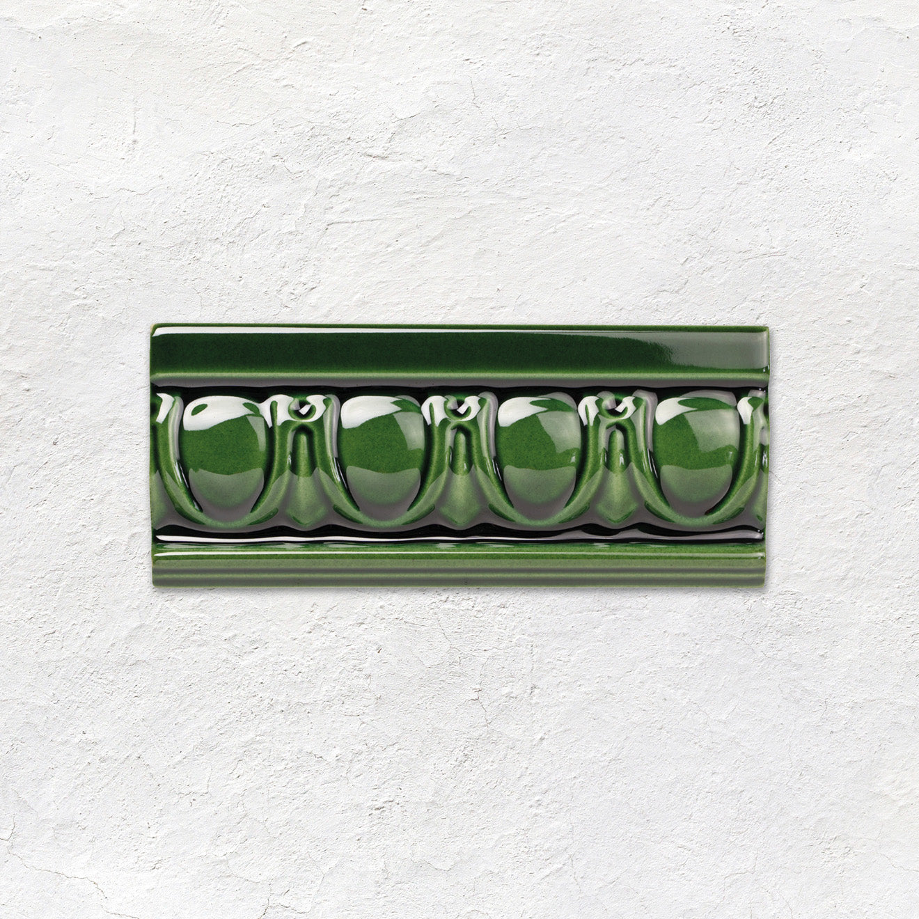 Victorian Green Egg & Dart Moulding Ceramic Wall Tile 152x65mm