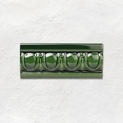 Victorian Green Egg & Dart Moulding Ceramic Wall Tile 152x65mm