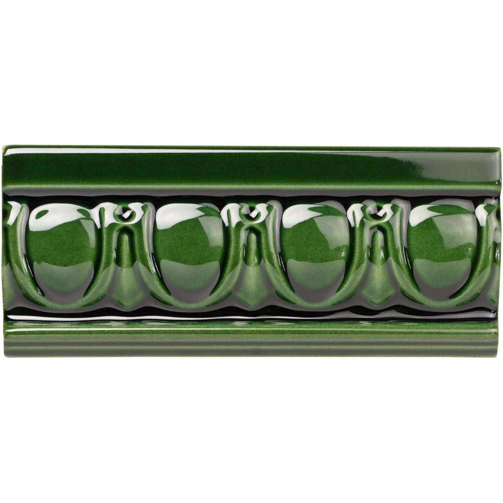 Victorian Green Egg & Dart Moulding Ceramic Wall Tile 152x65mm