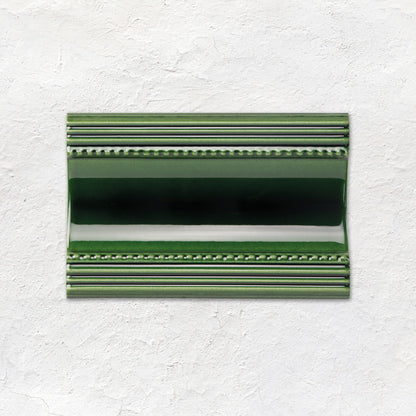 Victorian Green Plain Cornice Ceramic Wall Tile 152x75mm