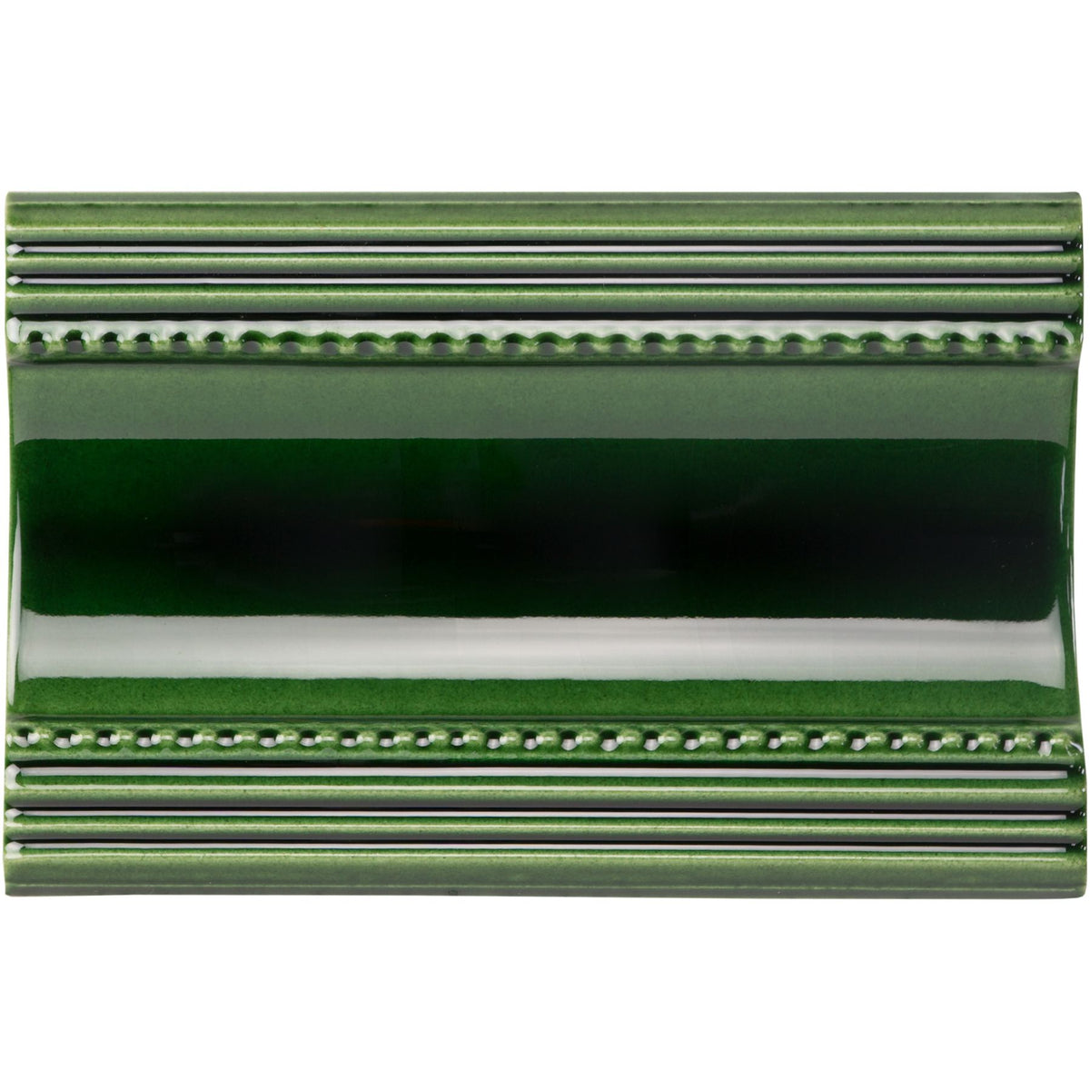 Victorian Green Plain Cornice Ceramic Wall Tile 152x75mm - Gloss