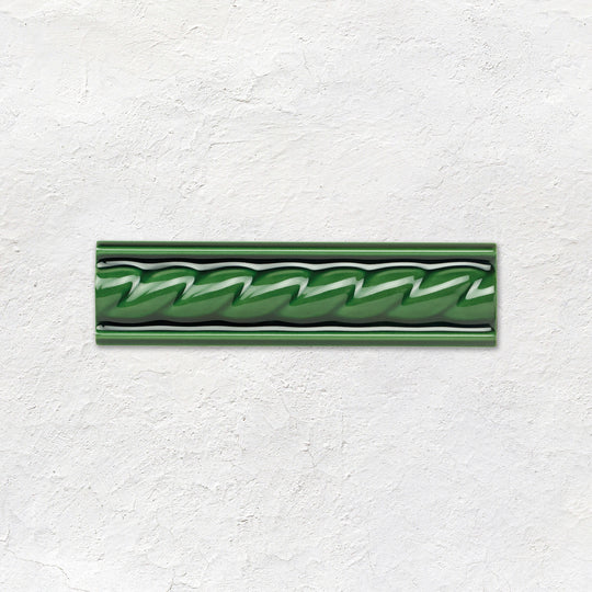 Victorian Green Rope Moulding Ceramic Wall Tile 152x40mm