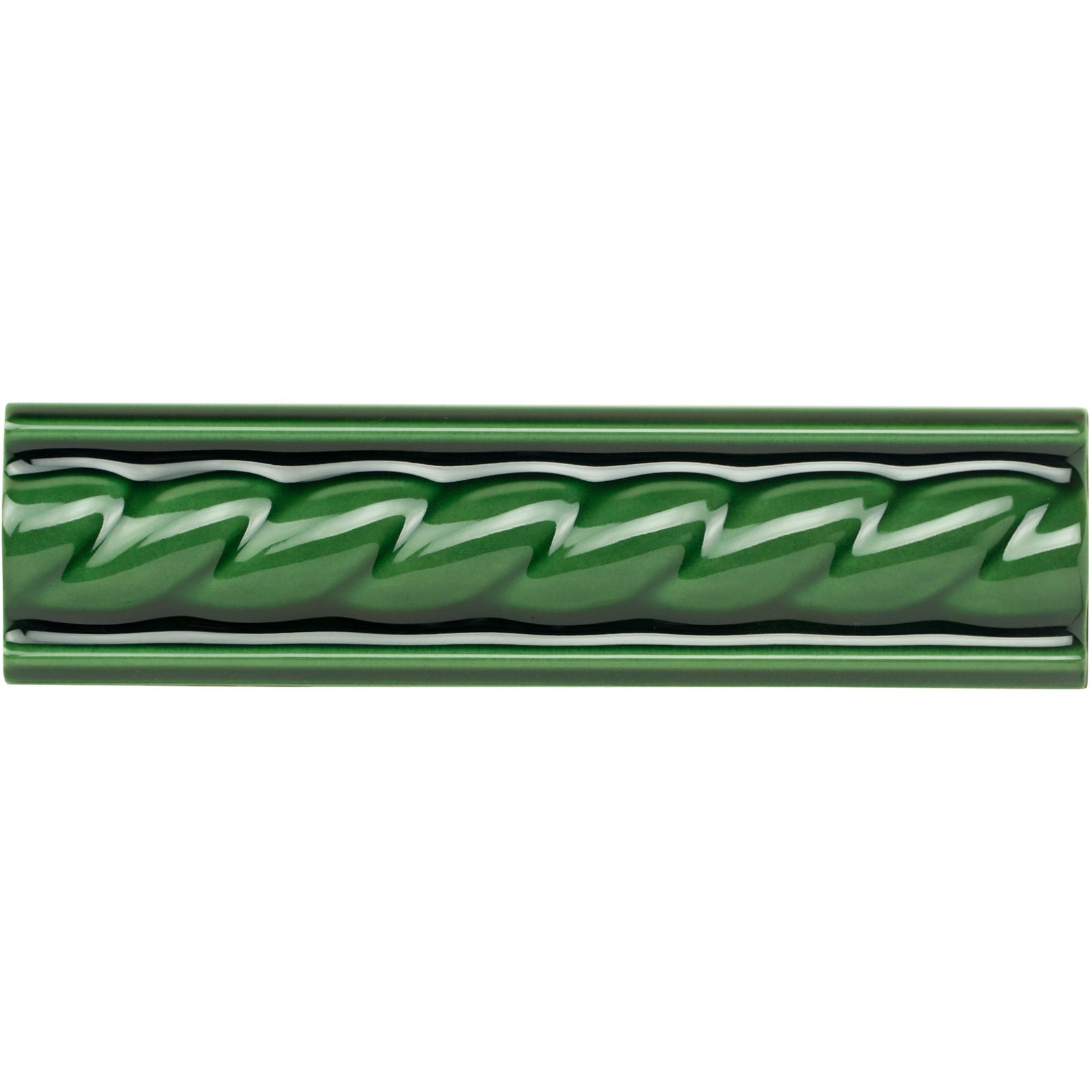 Victorian Green Rope Moulding Ceramic Wall Tile 152x40mm