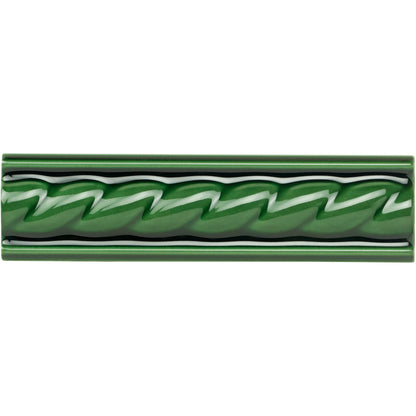Victorian Green Rope Moulding Ceramic Wall Tile 152x40mm