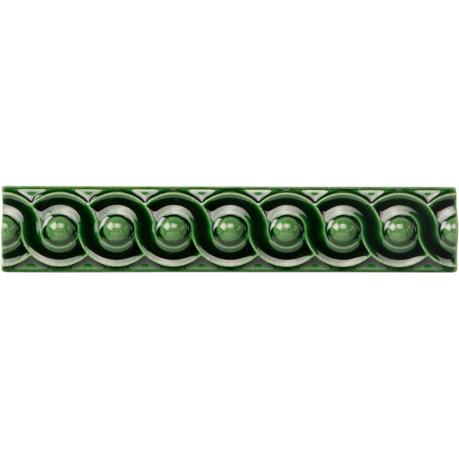 Victorian Green Scroll Moulding Ceramic Wall Tile 152x29mm
