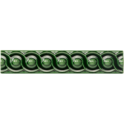 Victorian Green Scroll Moulding Ceramic Wall Tile 152x29mm