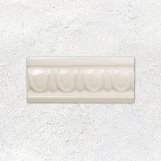 Vintage White Egg & Dart Moulding Ceramic Wall Tile 152x65mm