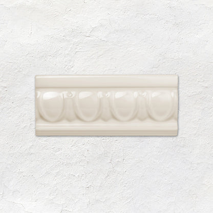 Vintage White Egg & Dart Moulding Ceramic Wall Tile 152x65mm