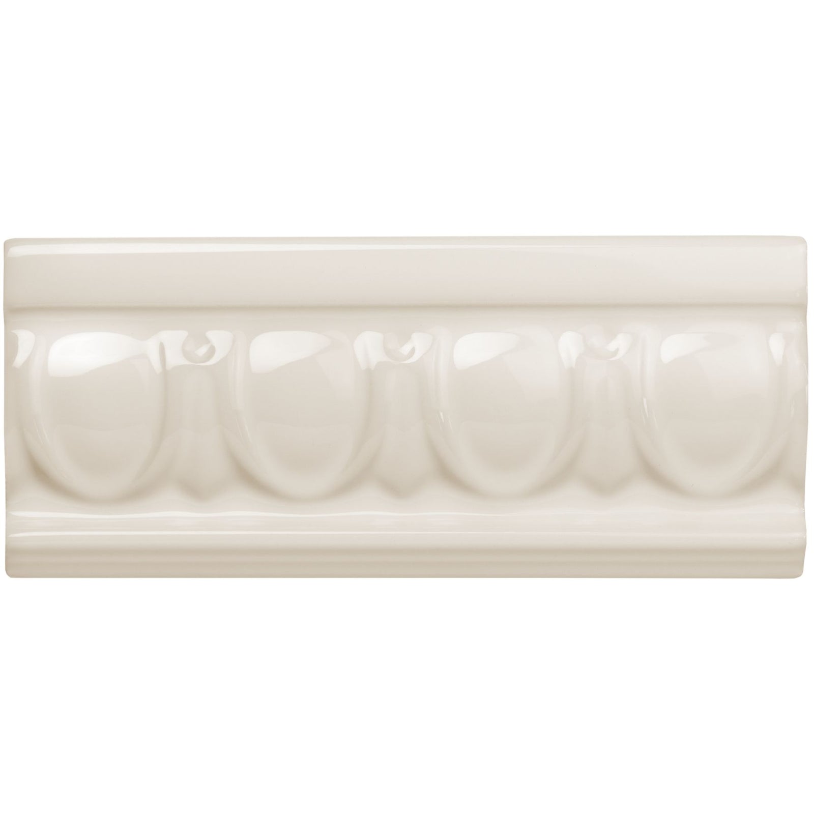 Vintage White Egg & Dart Moulding Ceramic Wall Tile 152x65mm