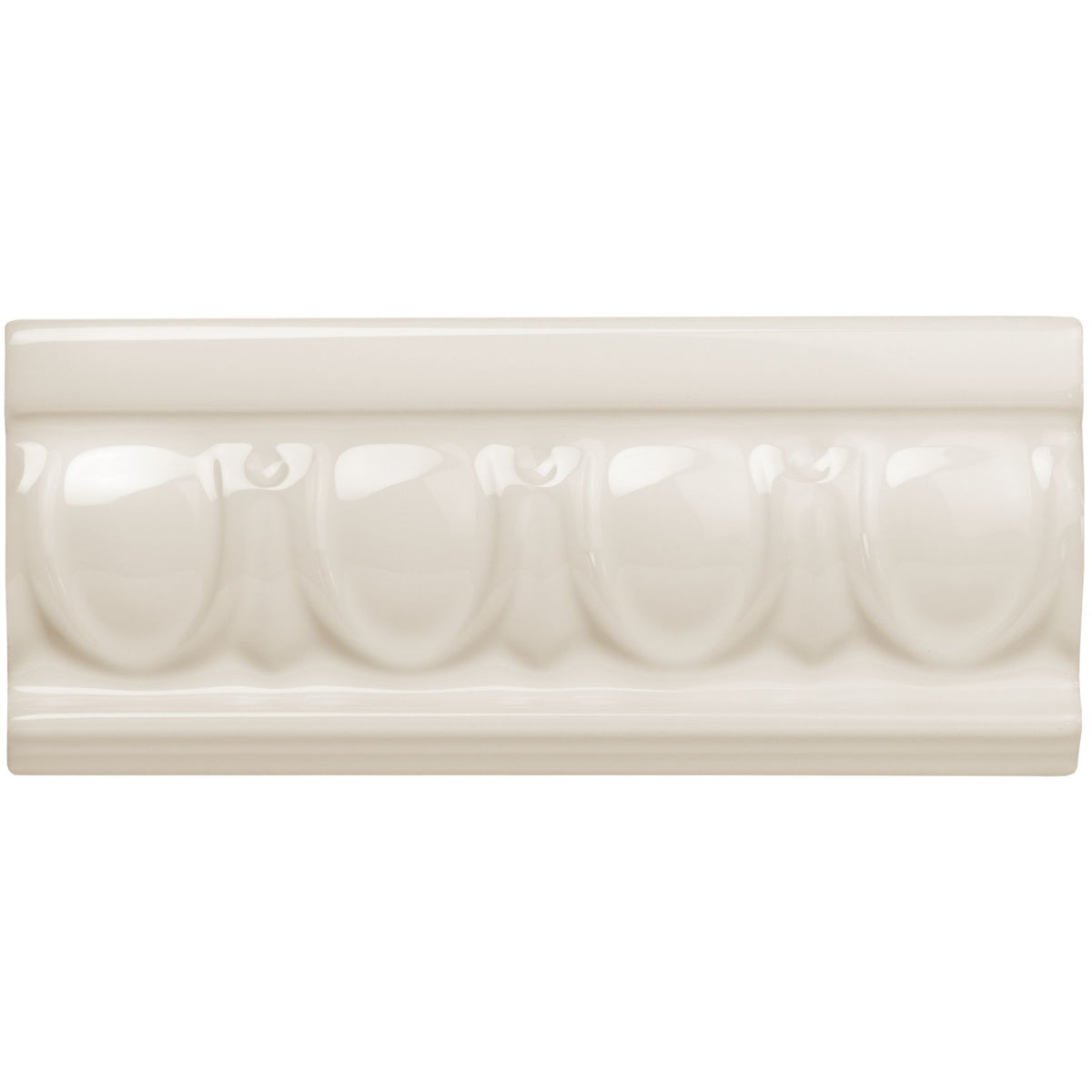 Vintage White Egg & Dart Moulding Ceramic Wall Tile 152x65mm - Gloss