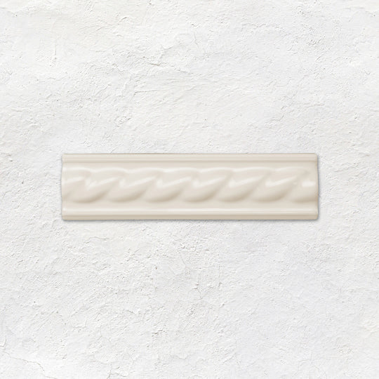 Vintage White Rope Moulding Ceramic Wall Tile 152x40mm