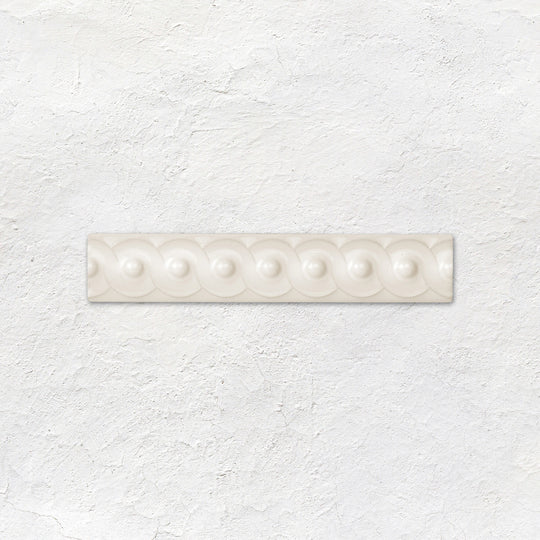 Vintage White Scroll Moulding Ceramic Wall Tile 152x29mm
