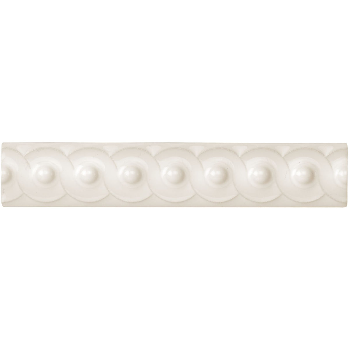 Vintage White Scroll Moulding Ceramic Wall Tile 152x29mm - Gloss
