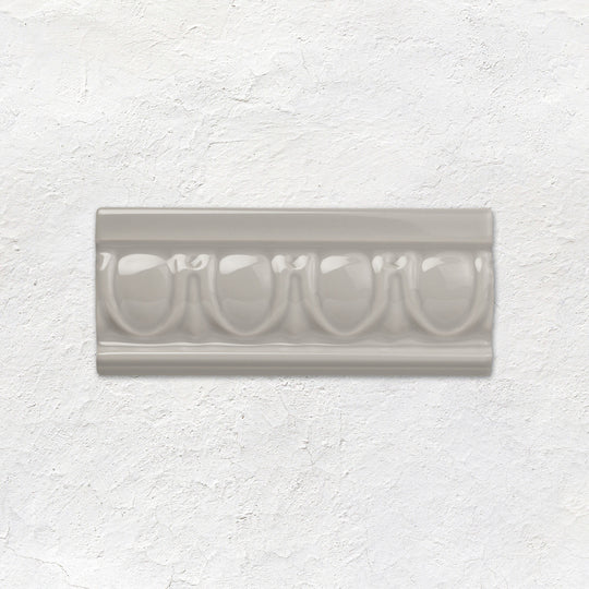 Westminster Grey Egg & Dart Moulding Ceramic Wall Tile 152x65mm - Gloss