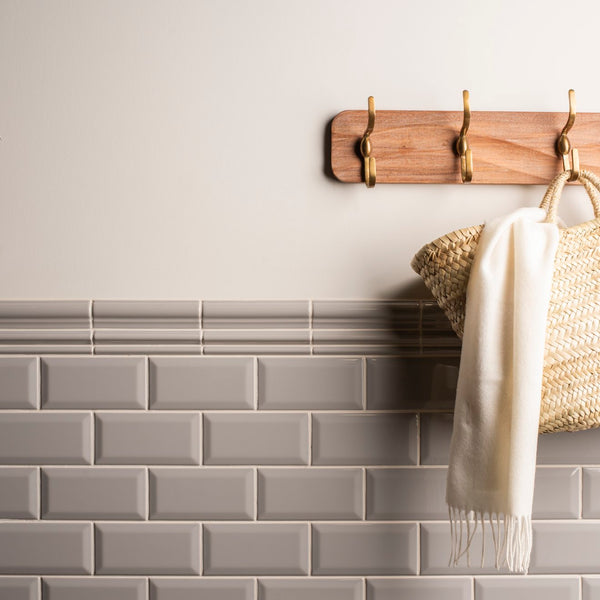 Westminster Grey Metro Bevelled Tile 150x75mm
