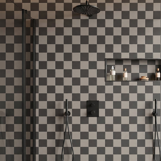 Winckelmans Unglazed Anthracite 10 x 10cm porcelain tile room setting
