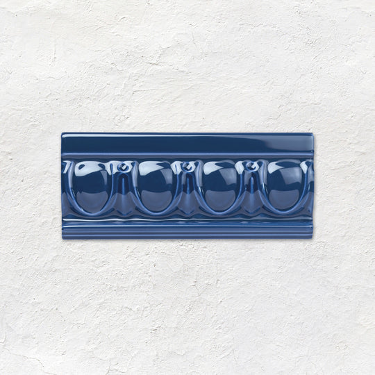 Windsor Blue Egg & Dart Moulding Ceramic Wall Tile 152x65mm