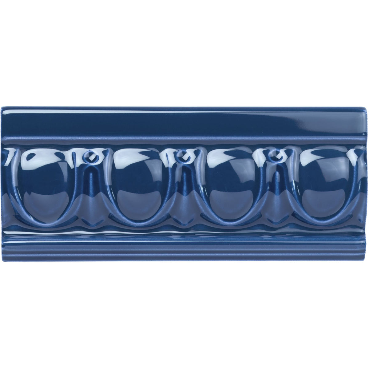 Windsor Blue Egg & Dart Moulding Ceramic Wall Tile 152x65mm - Gloss